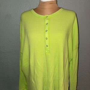 Aerie Neon Green Waffle Knit Sweater‎